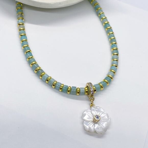 NEW FP x Luna Norte Mother Of Pearl & Amazonite Necklace - Picture 9 of 14